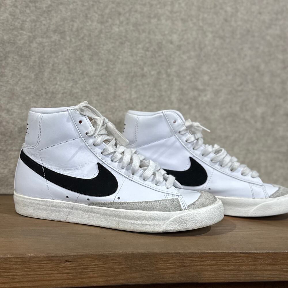 Nike Blazer Mid '77 - Vintage White Black Leather High Top Shoes Womens Sz 8.5